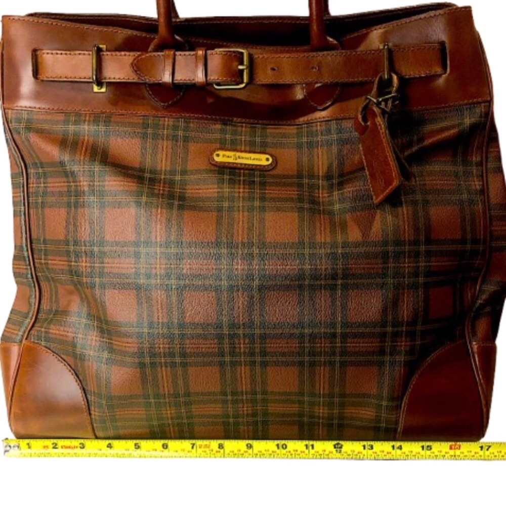 RALPH LAUREN Tartan Plaid Doctors Weekend Top Handle Buckle Closure Travel Bag - Picture 15 of 17